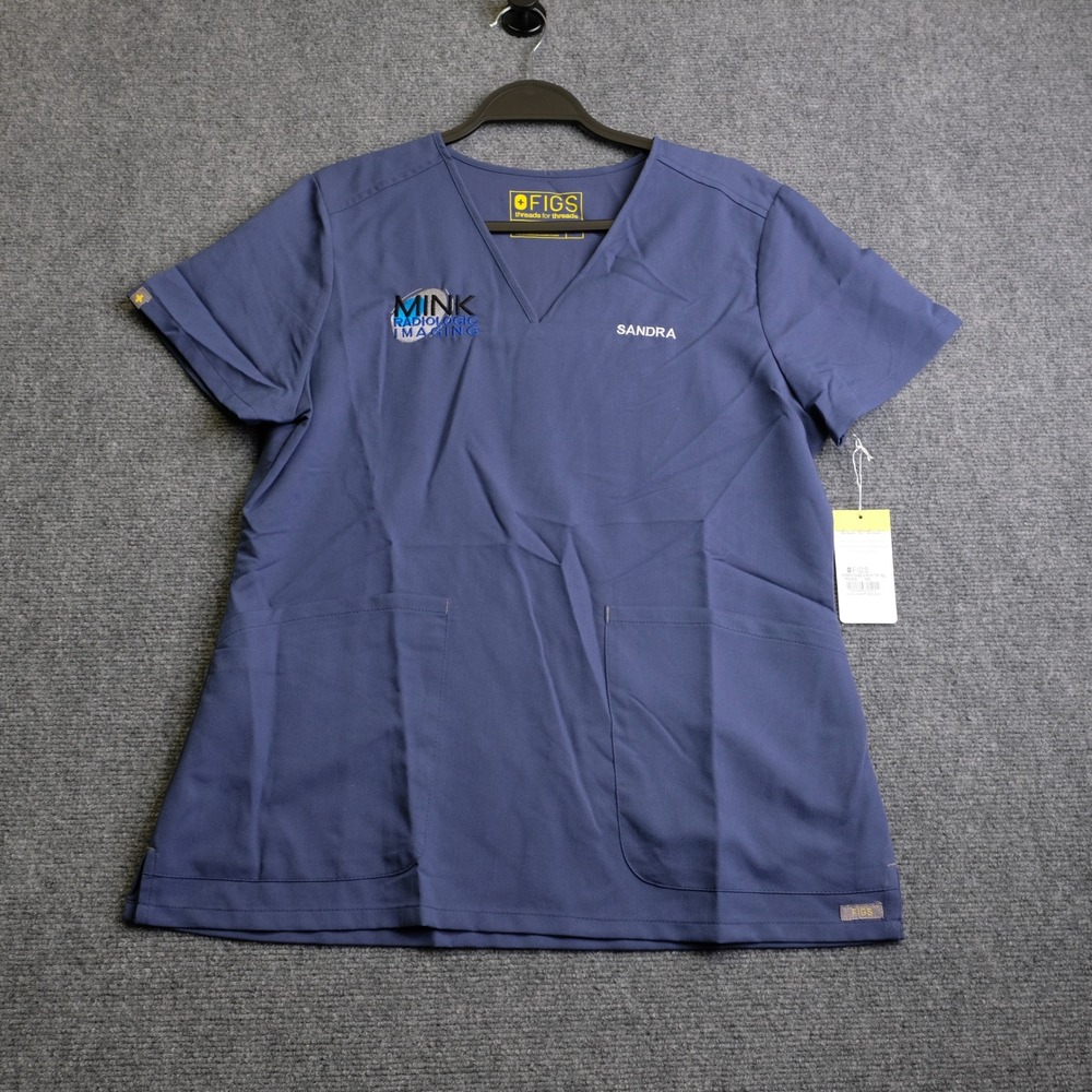 FIGS Isabela Mock Top Womens XL Blue Scrub Top Medical Nursing Workwear Sandra